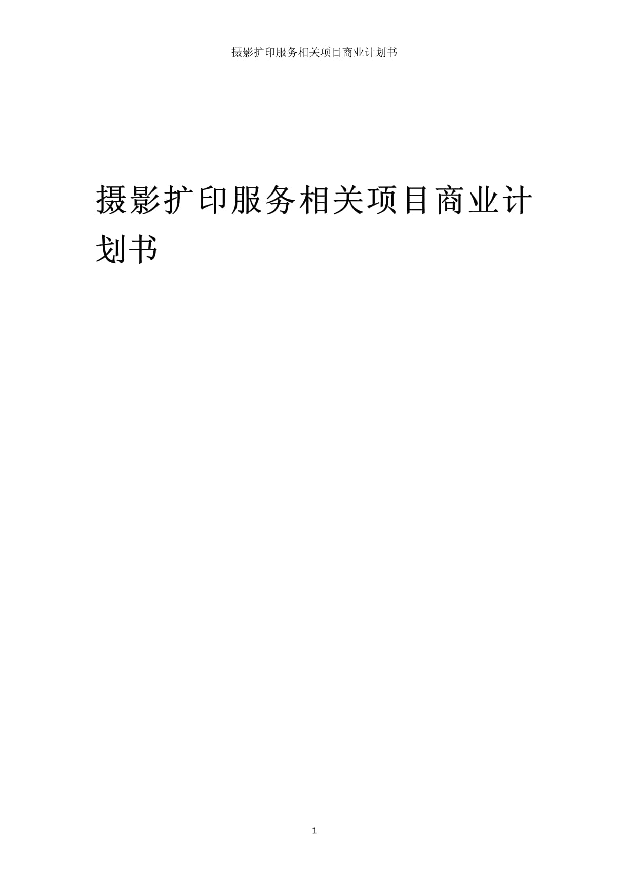 光影未來——攝影擴印服務(wù)商業(yè)發(fā)展計劃書